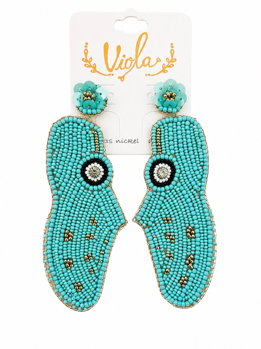 Viola Turquoise Croc Style Beaded Statement Earrings | Fun Summer Resort Jewelry